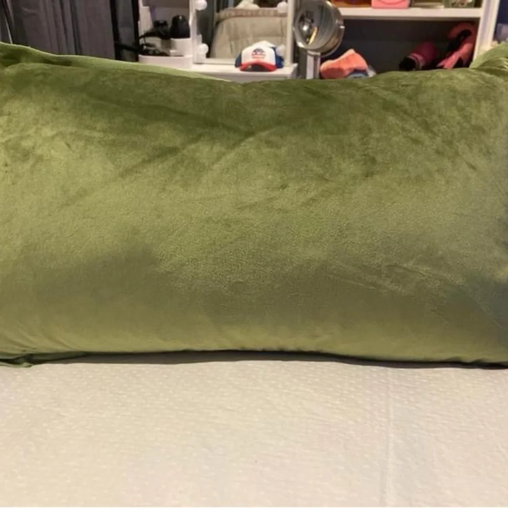 Rectangular green velvet/velour throw pillow